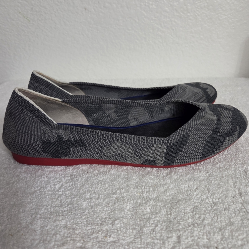 Rothy's Gray Camo Knit Ballet Flats Women's Size 8 Round Toe - Picture 3 of 13